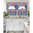 thumbnail image 4 of Flower Floral Swag Curtains for Living Room/Bedroom Windows, Blue Wildflower Botanical Plant Leaf Kitchen Curtains and Valances Set 36 Inch Length, Light Filtering Swags Valance Curtain Panels, 4 of 5