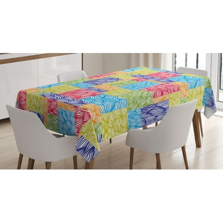 

Colorful Tablecloth Hand Drawn Growth Nature Flourish Doodle Abstract Garden Forest Grunge Artsy Print Rectangular Table Cover for Dining Room Kitchen 52 X 70 Inches Multicolor by Ambesonne