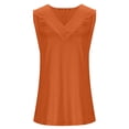 thumbnail image 4 of dazeni Elegant Pleated Tank Tops Womens Deep V Neck Sleeveless Camisole Plus Size Basic Shirts Casual Dressy Blouses Summer Work Business Office Tee Orange 5X-Large, 4 of 7