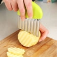 thumbnail image 3 of tredstone French Fries Cutter Vegetable Potato Chips Making Wavy Edged Fruit Slicer Kitchen Tool green 1Set, 3 of 6