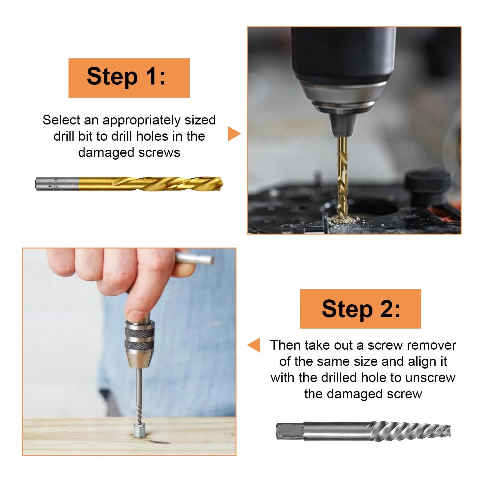 TAPDRA 15 Piece Screw Extractor Drill Bit Set With Center Punch Storage Case For Metal Wood DIY Industrial Application