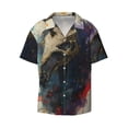 thumbnail image 2 of Lsque Colorful Ink Cute Horse print Men's Cuban Collar Short Sleeve Shirt Summer Beachwear Casual Button Down Fashionable Vacation Leisure Shirt-X-Large, 2 of 7