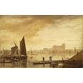thumbnail image 2 of William Daniell 18x13 Black Ornate Wood Framed Double Matted Museum Art Print Titled - Westminster Bridge and Abbey, 2 of 5