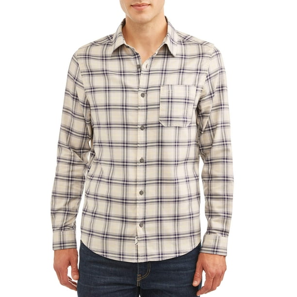 Como Man C/m by Como Man Men's Long Sleeve Stretch Plaid Shirt