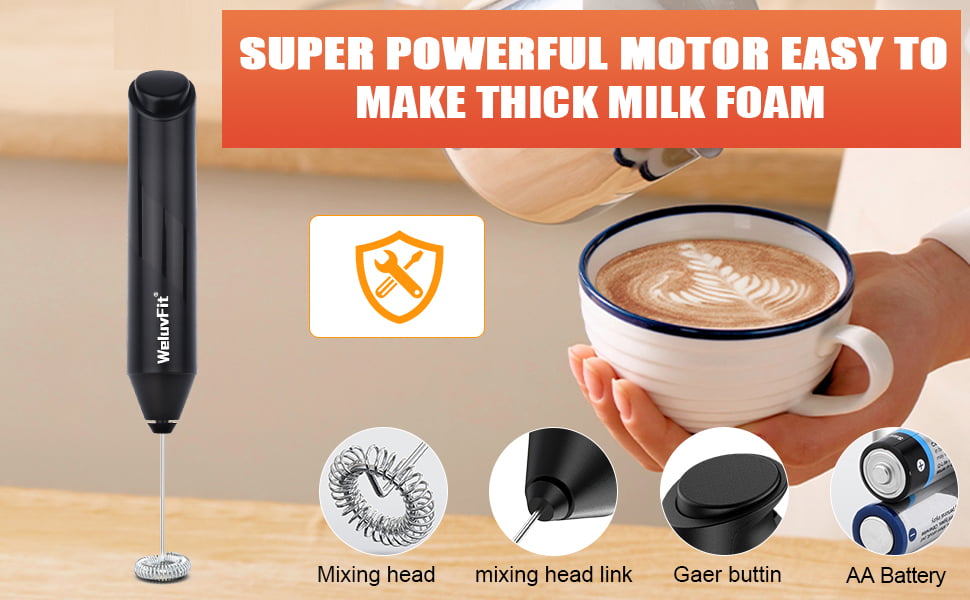 VOMELON Milk Frother, Rechargeable Battery Operated Frother for  Coffee,Portable Drink Mixer with 2 Stainless Steel Whisk Heads,Milk Foamer  for Keto