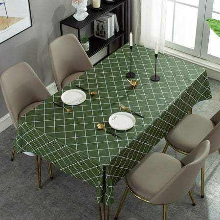

Yipa 35 x 55 Green Checkered Tablecloth Rectangle Square - Stain Resistant Spillproof and Washable Heavy Duty Vinyl Table Cloth Cover for Kitchen and Holiday Dinner
