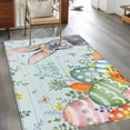 thumbnail image 2 of Happy Easter Area Rugs 3'x5', Washable Small Throw Rugs for Living Room Bedroom, Spring Bunny Easter Eggs Floral Teal Wood Indoor Outdoor Rug Non-Slip Low Pile Carpet Runner Reversible Floor Mats, 2 of 8