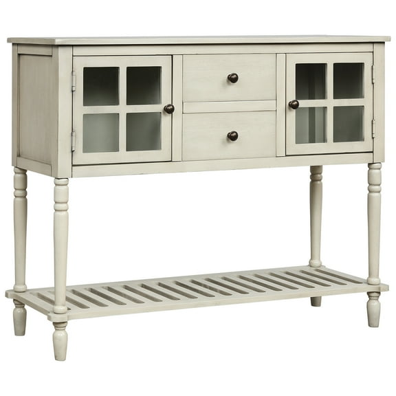 Knubmt 2 Doors Console Table with Drawer and Bottom Shelf, Wood Buffet Storage Cabinet for Home, Bar, Dining Room, Gray