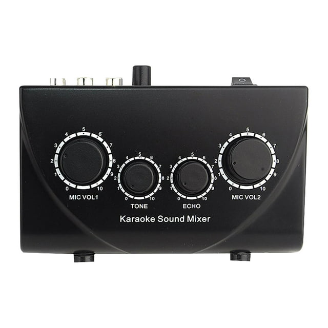 Micrófono de karaoke Sistema mezclador Procesador de ajuste de volumen Profesional con micrófono dual para altavoz PC Teléfonos CUTICAT mezclador de karaoke