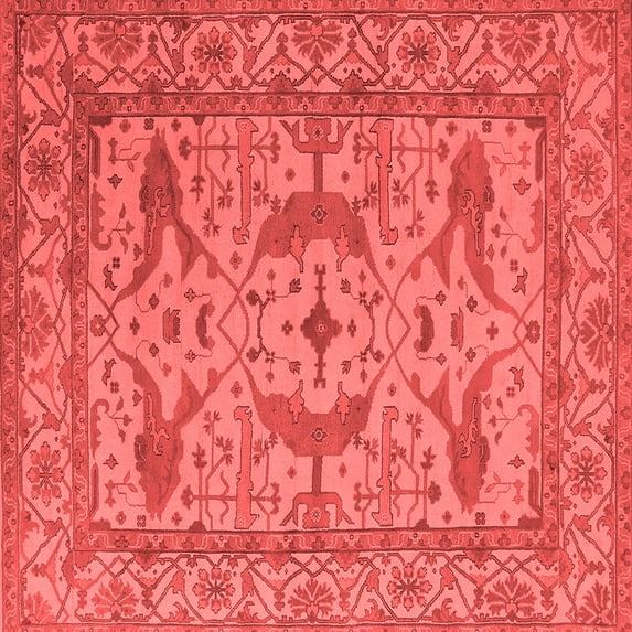Ahgly Company Indoor Square Oriental Red Industrial Area Rugs, 6' Square