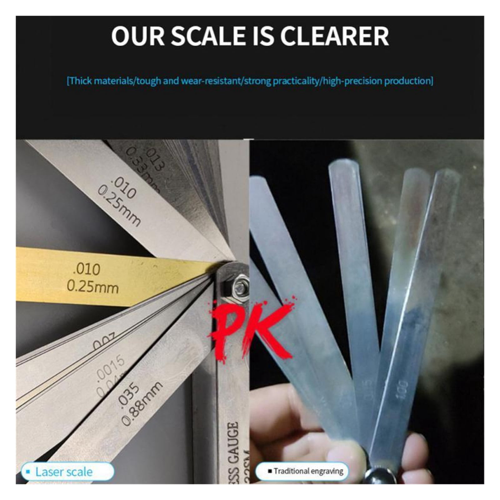 32/20/17 Blades Metric Feeler Gauge High Precision 0.04-0.88 Thickness Gages Gap Filler Feeler Gauges Woodworking Measuring Tool ,High Strength