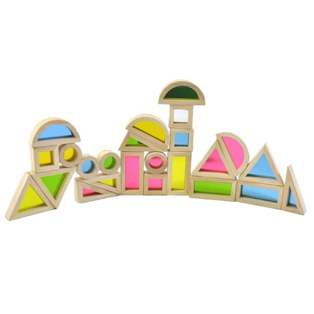 24x bloques apilables juguete sensorial geométrico juguetes preescolar regalos del Día de San Valentín para niños formas de colores Aprendi