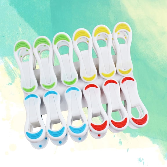 WHAMVOX 12 Pcs Anti-slip Plastic Clips Laundry Clothespin Set