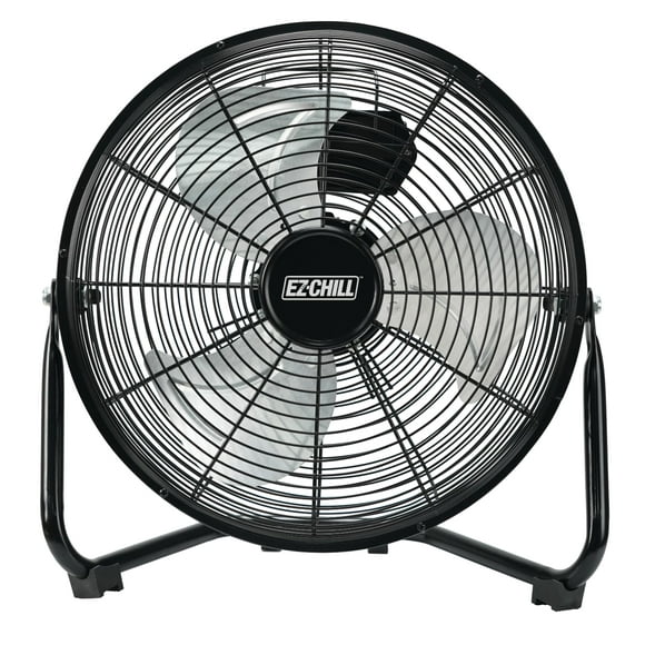EZ-CHILL Ventilador de piso con cuna de 12", 3 velocidades, alta velocidad, inclinación ajustable de 180 grados, totalmente metálico, asa de transporte, pies de goma, flujo de aire de 15.42 pies/seg,