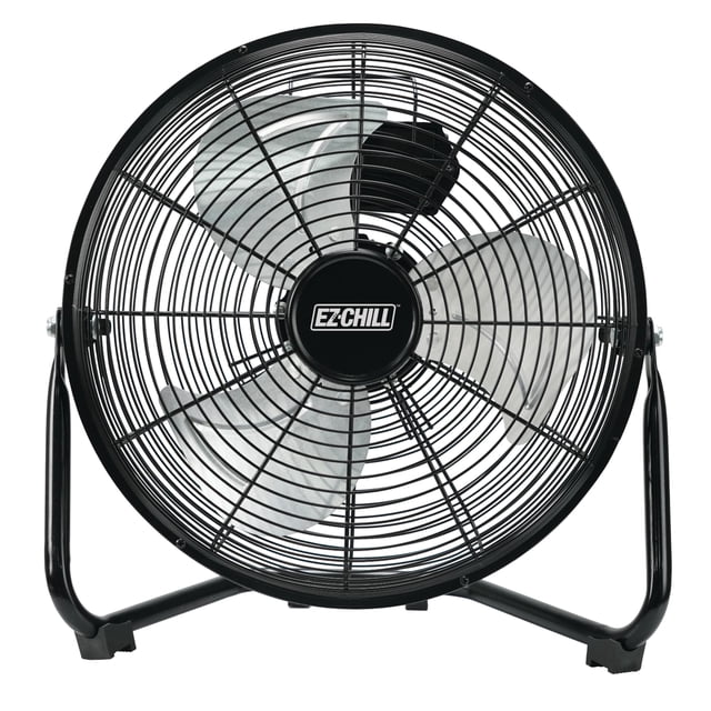 EZ-CHILL Ventilador de piso con cuna de 12", 3 velocidades, alta velocidad, inclinación ajustable de 180 grados, totalmente metálico, asa de transporte, pies de goma, flujo de aire de 15.42 pies/seg,