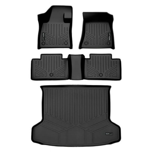 SMARTLINER Custom Fit All Weather 2 Row Floor Mats & Cargo Liner Set Black Compatible With 2021-2025 Infiniti QX50