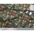 thumbnail image 2 of Soimoi Poly Georgette Fabric Dot & Mix Vegetable Printed Fabric 1 Yard 52 Inch Wide, 2 of 3