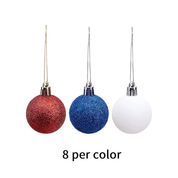 HOARBOEG Patriotic Glitter Balls - 24 Pack Red White and Blue 4th of July Ornaments, Independence Day Hanging Decorations for Tree, Party & Holiday Festive Decor