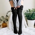 thumbnail image 2 of Over the Knee Cable Knit Socks for Women,Warm Long Boot Stockings with Thick Texture for Fall and Winter Fashion Wear Black, 2 of 4