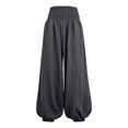 thumbnail image 5 of Women's Solid Color High Waisted Gathered Cotton Linen Pants, Balloon Harem Trousers with Elastic Cuff, Loose Wide Leg Breathable Summer Travel Casual Pants Grey L, 5 of 5