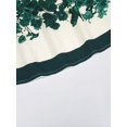 thumbnail image 5 of Dark Green Floral Print Deep V-Neck A-Line Midi Dress With Belt, Elegant Romantic Tea Dress For Women, 5 of 5