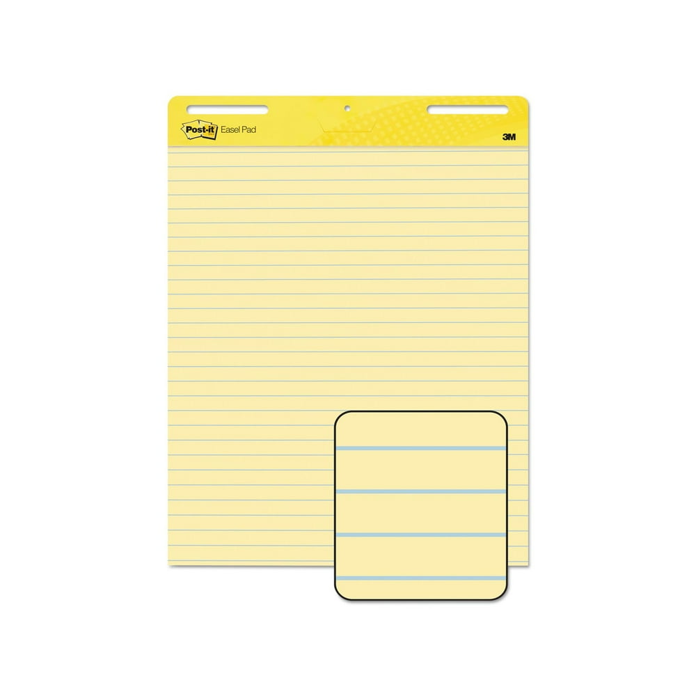 Branded PostIt SelfStick Easel Pads, Lined, 30 Sheets per Pad, Yellow