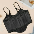 thumbnail image 7 of Women's Sexy Satin Bustier Boned Spaghetti Straps Corset Sleeveless Slim Crop Top Night Party Going Out Outfits, 7 of 7