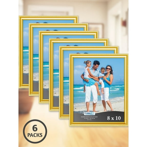 Icona Bay 8x10 Rich Gold Picture Frames, Shabby-chic Style, 6 Pack, Inspirations Collection (US Company)