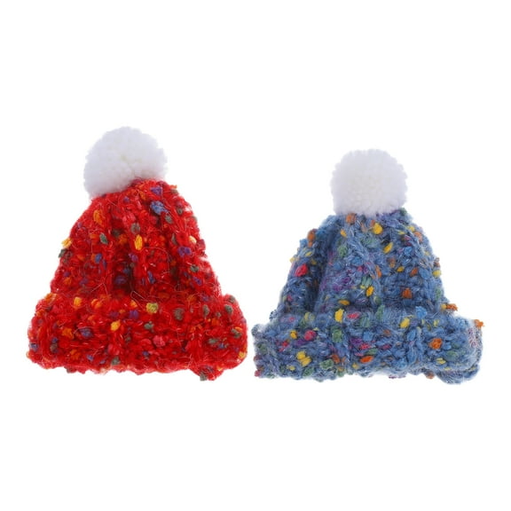 WEUVEB Mini Winter Hats For Crafts Woolen Yarn 2Pcs 4.1x2.2x2.2In