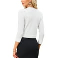 thumbnail image 3 of INSPIRE CHIC 3/4 Sleeve Cardigan for Women's Open Front Knit Cropped Casual Bolero Shrugs Sweater XS White, 3 of 6