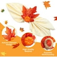 thumbnail image 2 of Anillos de servilleta de calabaza de Acción de Gracias oso de fresa 6 piezas decoración hojas de otoño, 2 of 6