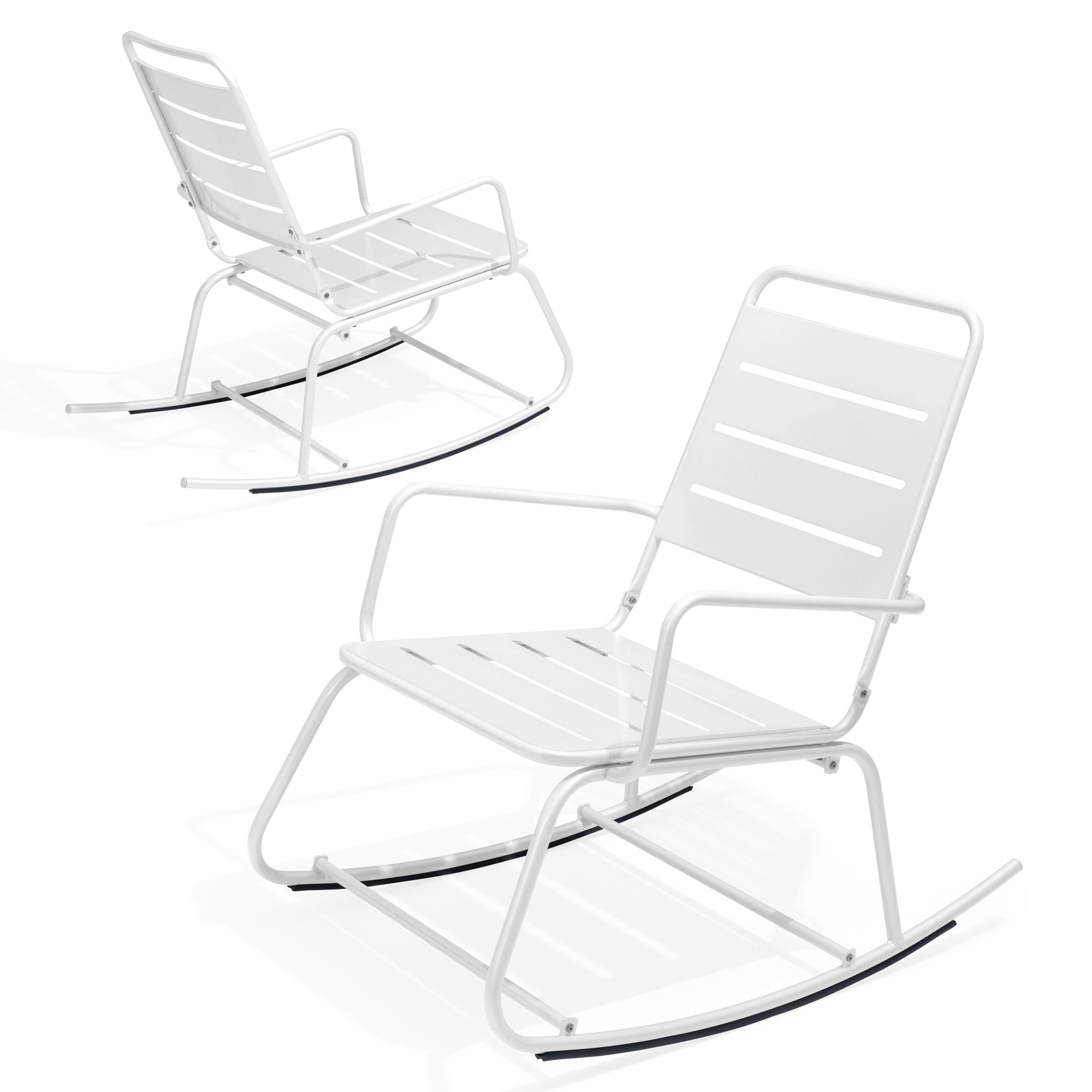 Pellebant Patio Outdoor Chairs Metal Rocking Chair in White Finish(Set of 2)