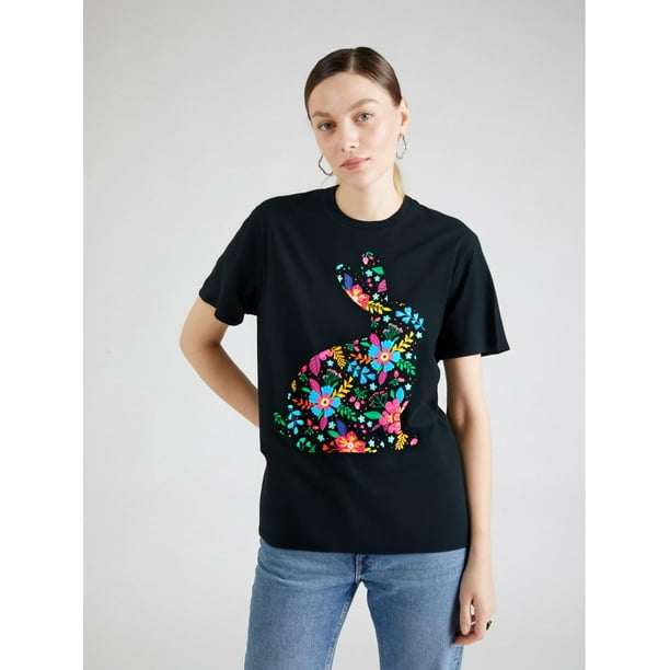 Floral Easter Women Girls Easter Bunny Spring Flowers Rabbit T-Shirt Tee For Adult, Men, Women, Teen, Teenager, Adolescent, Youth