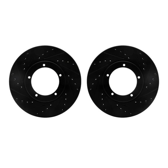 Dynamic Friction Company Front Brake Rotors-Drilled and Slotted-Black 8002-02002