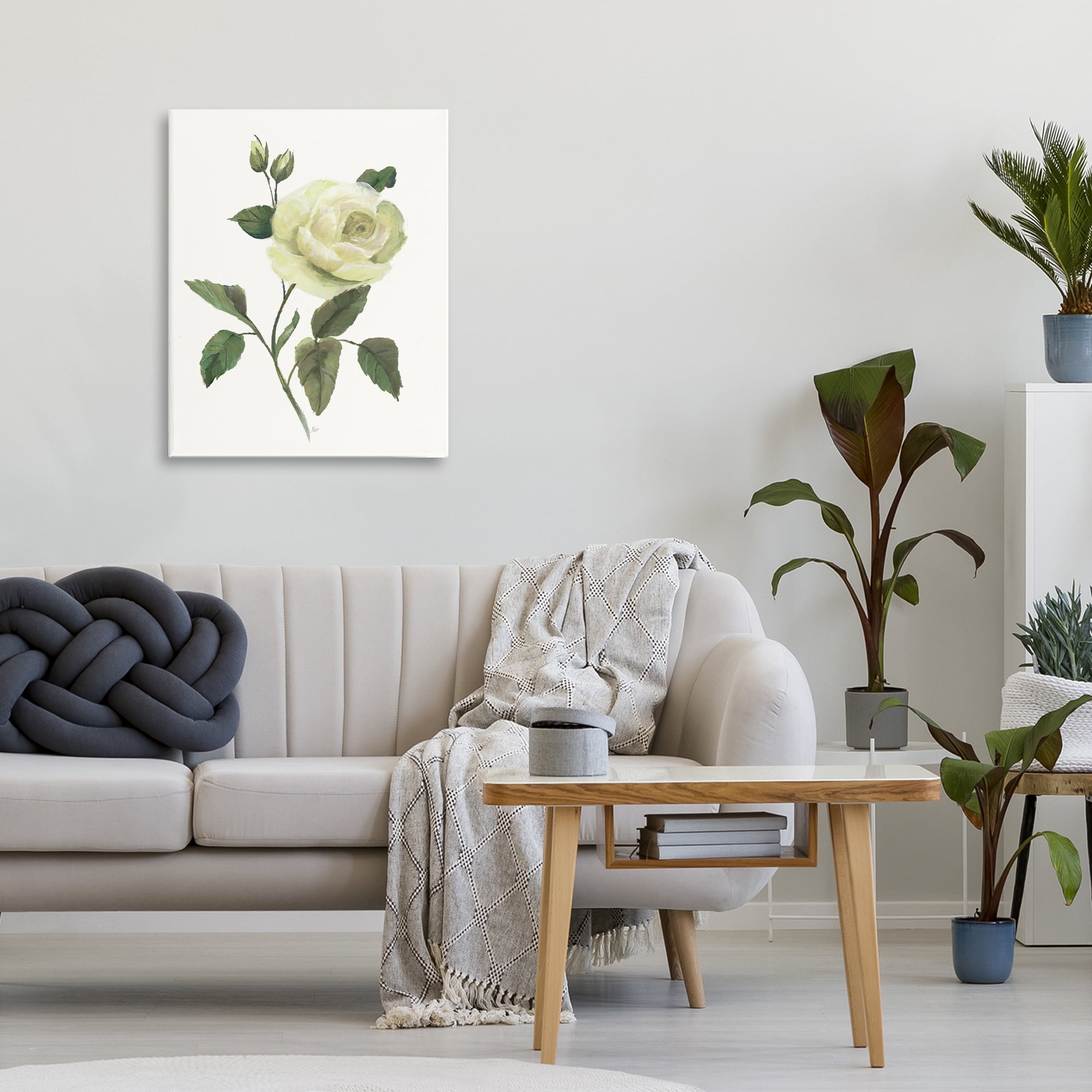 Stupell Industries Cream Garden Rose with Buds Canvas Wall Art, design by Nan