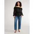 thumbnail image 2 of Sofia Jeans Women's and Women's Plus Off Shoulder Top with Long Sleeves, Sizes XS-5X, 2 of 4