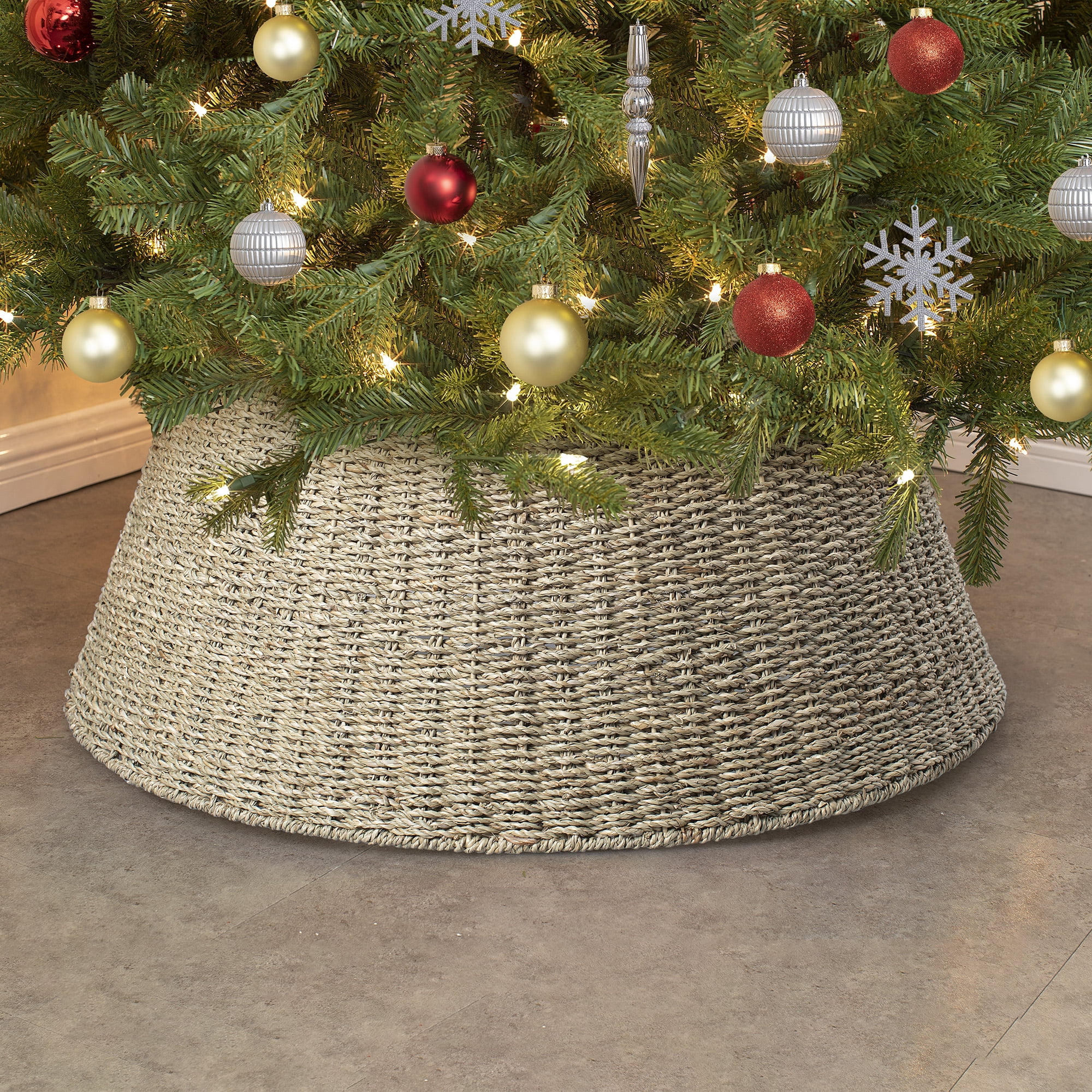Image of Rustic Seagrass Christmas Tree Collar