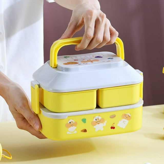 Dvkptbk Bento Boîte à à Double Couche Compartimentée Boîte à Lunch pour Étudiant Boîte à Lunch Isolée Micro-Ondes Portable Portable Boîte à Lunch Compartimentée Cadeaux de Rentrée