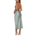 thumbnail image 3 of xiaxaixu Femmes Envelopper Poitrine Robe Bodycon Couleur Unie Évider Bustier Croix Tie-Up Dos Nu Robe de Cocktail Parti Club Robe Midi, 3 of 7