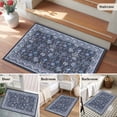 thumbnail image 5 of Navy Blue Floral Boho Entryway Rug 2'x3'&nbsp; Non Slip Front Door Mats, Ethnic Tribe Abstract Art Flower Entrance Rugs Indoor Outdoor Carpet, Washable Floor Mats Small Area Rug for Bedroom Kitchen, 5 of 8
