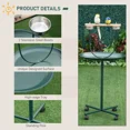 thumbnail image 5 of Pefilos 48" Metal Bird Stand, Rolling T-Stand Bird Training Activity Playground with Perch and Feeding Bowls, Green, 5 of 9