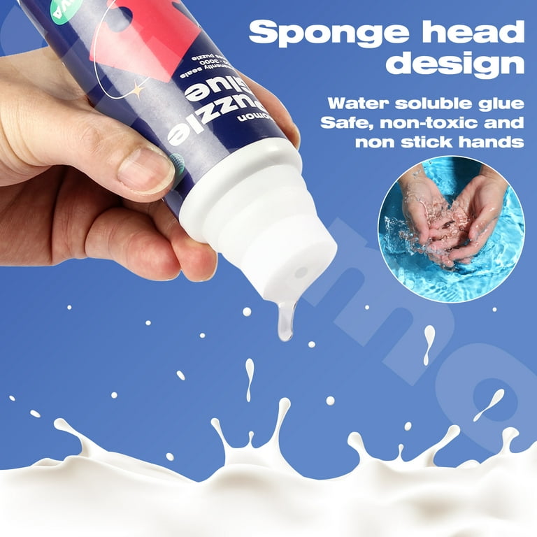 Jigsaw Puzzle Glue Clear with New Sponge Head, Replace Puzzle