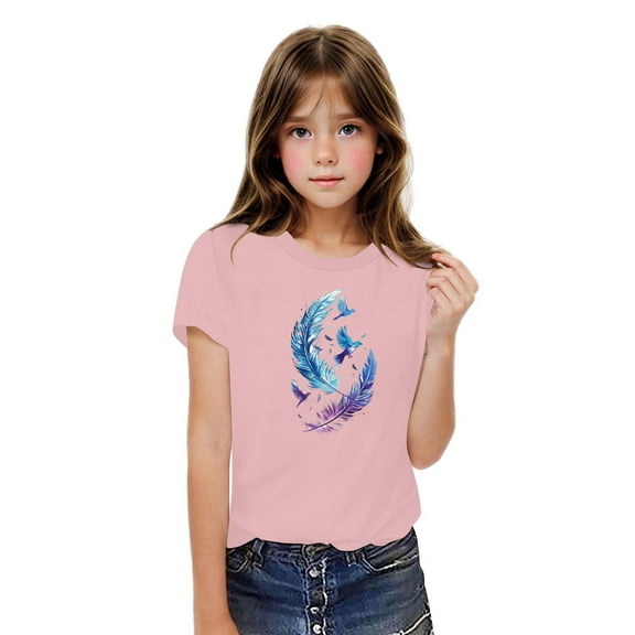 Favoffer Toddler Girl Butterfly Graphic T-Shirts with Short Sleeve, Boys Cute Multicolor Loose Fit Round Neck Top,Casual Home Play Sizes 3-10
