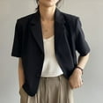thumbnail image 4 of vigerkar Cropped Blazers for Women Spring Summer Short Sleeve Jackets Casual Lightweight Work Office Blazer Tops Black, XXL, 4 of 4