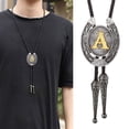 thumbnail image 2 of Yokua Stylish Initial Letter Bolo Tie Leather Necktie for Parties and Music Festival, 2 of 20