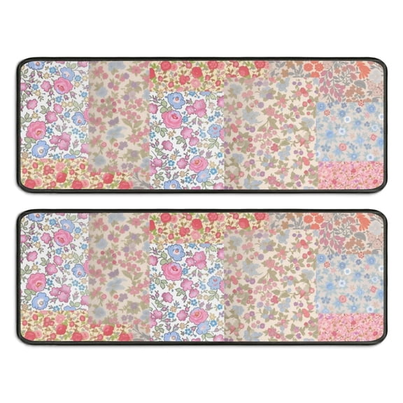 Kitchen Rugs Sets Of 2,Pioneer Flower Floral Print Pattern Anti Fatigue Kitchen Mat Rugs Non Slip Washable,Decorative Kitchen Floor Mats for Kitchen,Sink,Laundry,17"x47" 17"x47"