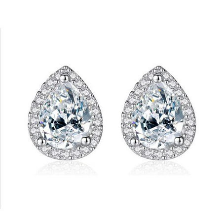 Fancyleo Fashion Classic Drop Pear Shaped Heart And Arrow Earrings- Fine Jewelry For Bridal Women