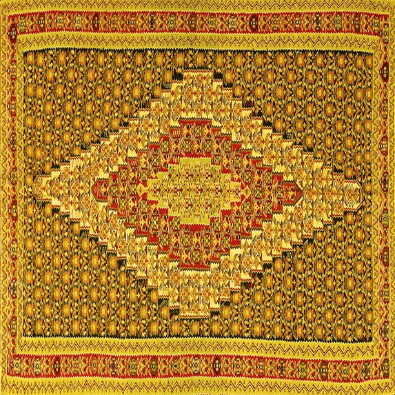 Ahgly Company Indoor Square Southwestern Yellow Country Area Rugs, 5' Square
