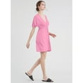thumbnail image 3 of Made by Johnny Women's Airy Short Sleeve Kimono Style Deep V Neck Dress Top S-3XL Plus Size XXL PINK, 3 of 6