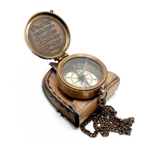 Personalised Engraved Pocket Compass Brass Nautical Compass, Handmade Compass